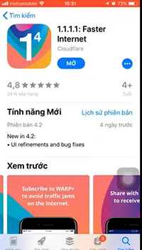 Anh em nhấn “Mở” để cài đặt VPN 1.1.1.1 vào thiết bị